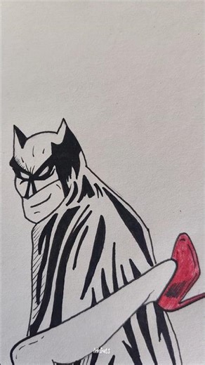 Batman Drawing Transition: From Sketch to Final Ink 🦇 #shorts