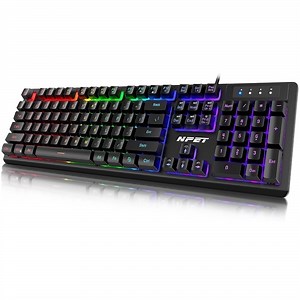 NPET K10 Gaming Keyboard USB Wired Floating Keyboard for Desktop, Computer, PC