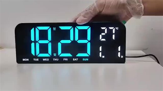 video, USB & Battery Charging Digital Wall Clock,Large Screen Wall Clock with Indoor Temperature ...