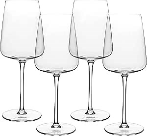 over&back 12oz Modern Glassware - Set of 4 Contemporary Stem Drinking Glasses for Parties, Get-togethers, and More - Mouth-Blown - Wine Cups for Kitchen and Dining Room - Clear
