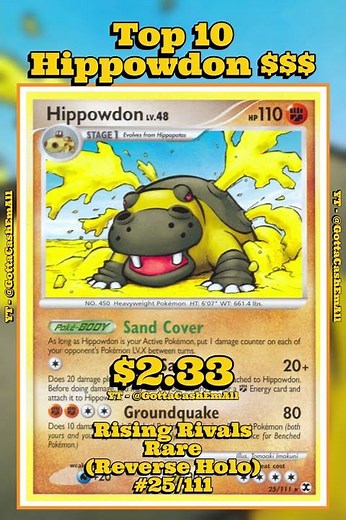 Top 10 Rarest Hippowdon Pokémon Cards Ever Printed! 🔥 #pokemon #pokemoncards #pokemontcg #top10 #tcg