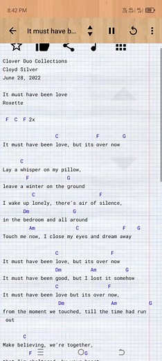 It Must Have Been Love - Guitar Chords and Lyrics Tutorial