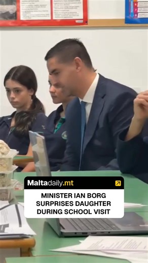 9.4K views · 58 reactions | Deputy Prime Minister and Minister for Foreign Affairs & Tourism Ian Borg made sure to visit his daughter whilst visiting local schools.  Read: https://maltadaily.mt/ian-borg-surprises-daughter-during-school-visit/ #MaltaDaily | Malta Daily | Facebook