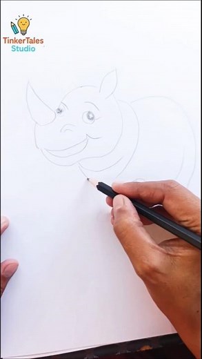 How to Draw a Rhino 🦏 | Easy Rhinoceros Drawing for Kids & Beginners