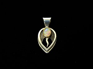 Handmade Dainty Australian Fire Opal Pendant - Sterling Silver & 14kt Gold - Etsy
