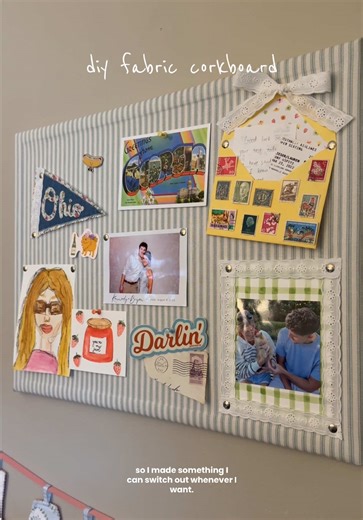 It was time for a much needed craft room refresh! 📌💌 DIY fabric-covered cork board so I can swap out my decor all the time hehe🤭Decorated the board with fun little things to add a personal touch to my craft space! Follow @Michaels Stores and show us how you #MakeItWithMichaels #everythingtocreateanything #michaelsmakers #diyhomedecor #creatorsearchinsights