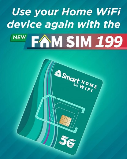 Reactivating an expired sim is SIM-ple with the NEW #FamSIM 199! It comes with 20GB data (valid for 7 days) and works with any prepaid Home WiFi device. Get yours now online or in-store! For more info, visit: smrt.ph/brofamsim199fb. | Smart Communications, Inc.