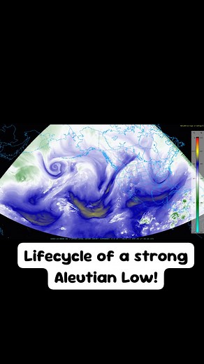 Check out the evolution of this strong low pressure system over the Aleutian Islands, Alaska, as it continues the lifecycle of a low! Neat stuff. Still expecting it to drop south and impact the US next week. We'll see what happens! #dooleydoesweather #satellite #weather #forecast #severeweather | Doodles' Weather Updates