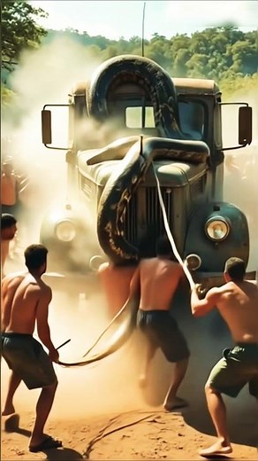 Python Snake Wrapped Around a Truck