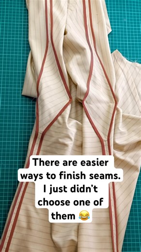 Hand finishing gusset seams with silk chiffon bias tape