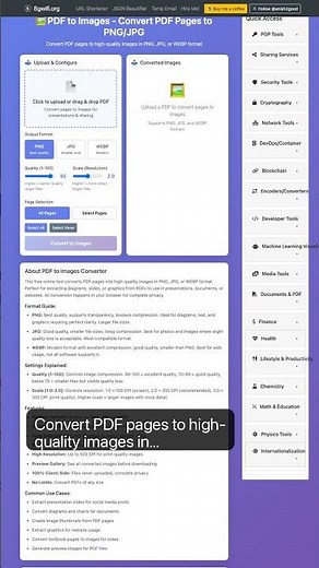 PDF to Images - Convert PDF to PNG/JPG Online — in 30 seconds #PDF #Productivity #Docs