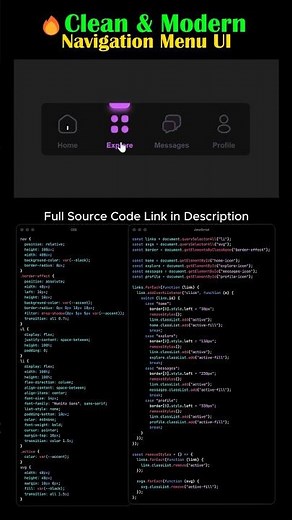 Animated Navigation Menu UI | HTML CSS JavaScript Tutorial #shorts