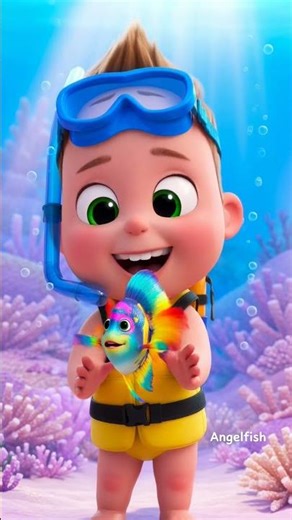 🐠 Adorable Baby Ocean Explorer with Angelfish! 👶🌊 #kids #lettersoundssongforkids #nurseryrhymes