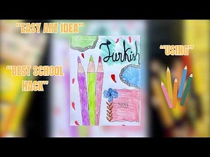 Easy Art Idea for School 🎨 | Creative Notebook Cover Design Using Colored Pencils