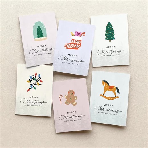 A6 Card Mockup, 6 Greeting Cards Mock up, Stationery Collection Mock-up Template, Printable Display Flat Lay Showcase (PSD Smart Object)