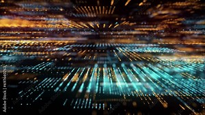 Digital database cyberspace. Decoding algorithms hacked software. Cyber security with moving colors particles. Big data visualization. 3d rendering. Stock Video