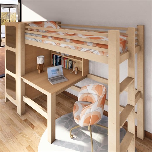 Multi-functional Bunk Bed DIY Plan: Kid's Desk & Wardrobe (PDF Plan) - Etsy