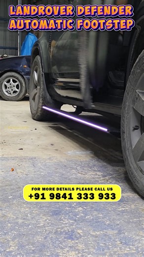 Land Rover Defender Automatic Footstep | E-Step Installed | Automatic Footstep with RGB Lights | Car Sense Upgrade your Land Rover Defender with a premium Automatic E-Step Footstep, designed for effortless entry, added convenience, and a bold luxury appearance. The intelligent footstep extends automatically when you open the door and retracts smoothly when you close it — giving your Defender a modern, high-end feel. Our Defender automatic footstep installation includes: ✔ Heavy-duty motorized E-