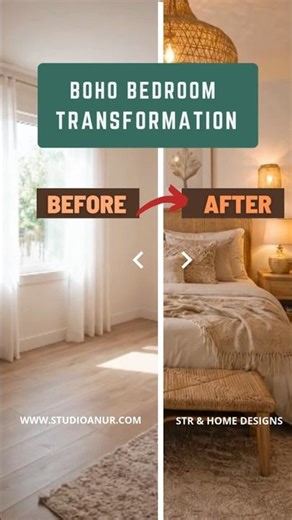 Boho Bedroom Makeover 🌿 Piece by Piece Transformation #Shorts #bedroommakeover #beforeandafter