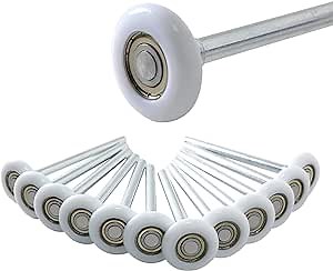 12 Piece, 2" White Roller, 6" Stem, 6200ZZ Bearing Sealed Nylon Garage Door Roller, Remote Control Door Roller