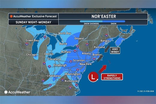 Map shows states facing nor'easter: "Extreme impacts"