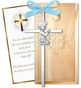 Baptism Gifts for Boys & Girls,First Communion Gifts for Kids,Christening Baby Shower Party 6in Praying Cross