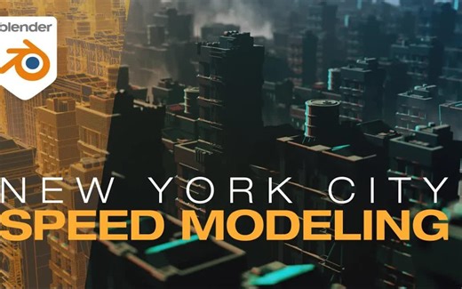 iBlender中文版插件Building Nodes 教程具有几何节点的纽约市 |Blender速度建模Blender