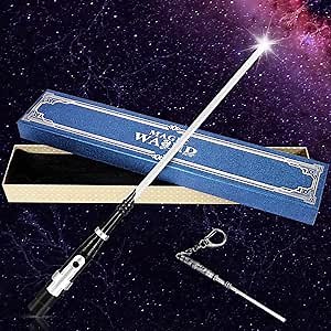 KingVows Light Up Wand with White Lighting Illuminating 14.3'' Rechargeable Magic Wizard Witch Wands Set for Collection Cosplay Parties