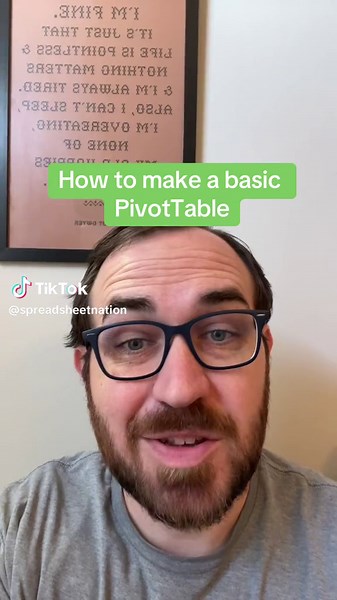 How to do a basic PivotTable in Excel. Google Sheets is very similar as well. PivotTables are great at taking large datasets and summarizing them any way you want. I have a TikTok Series in this video that goes into more depth on PivotTables if you want to learn more #excel #workhacks #googlesheets #creatorsearchinsights