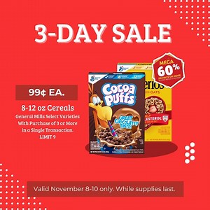 WEEKEND SPECIAL: Save 60% on select General Mills cereals when you buy 3+ during our 3-Day Sale! | Fresh Market | Facebook