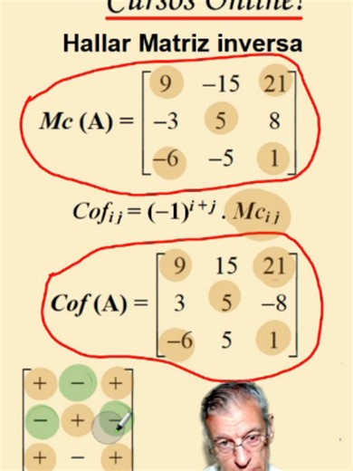 Matriz inversa paso a paso: menores, cofactores, adjunta y determinante