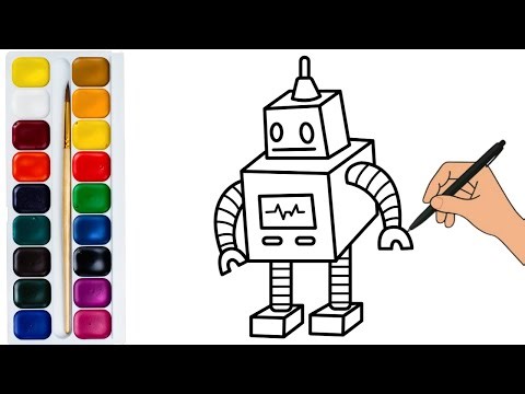 How to draw a Robot | Drawing and Coloring | Watercolor Painting for kids