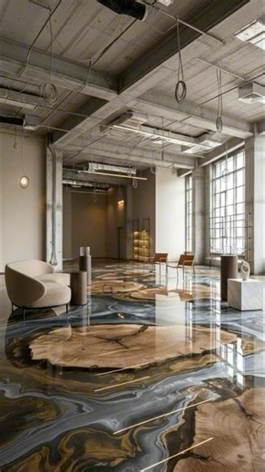 Epoxy Wood slap floor transformation #diy #satisfying #transformation