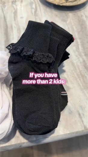 Jess✨Heavenly Homeschool on Instagram: "Sock system for big families: Bye bye fun Disney character socks that we can never find the matches to! Hello solid color socks that are color coded to each child. I let each girl pick their color. Only the baby will have patterned socks from now on. Next up - underwear organization! Thanks !!! #bigfamily #motherhood #girlmom #organization"