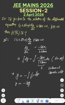 DIFFERENTIAL EQUATIONS | 2 APRIL 2026 🔥| MOST REPEATED PYQ'S OF JEE MAINS & ADVANCED/CLASS 12th