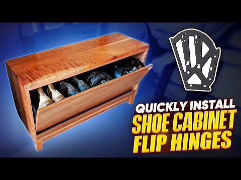 How to Install Shoe Cabinet Hinges - How to Install Flip Drawer Hinges - DIY Shoe Bench Cabinet