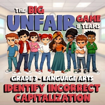 Identify Incorrect Capitalization BIG UNFAIR ELA Game - No Prep Grade 3 Review