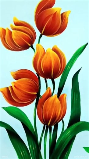 Creating Tulips with Every Stroke #TulipPainting #BrushStrokeArt #FloralBrushStrokes | Colors N Shades-The magical Rendering