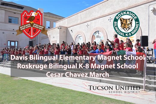 Marching in Unity: Davis Bilingual Magnet School and Roskruge Bilingual Magnet K-8 commemorate Cesar Chavez Day with a powerful march on Friday led by their students and accompanied by the vibrant melodies of their Mariachi group. #PROUD2BTUSD🍎 | Tucson Unified School District (TUSD)
