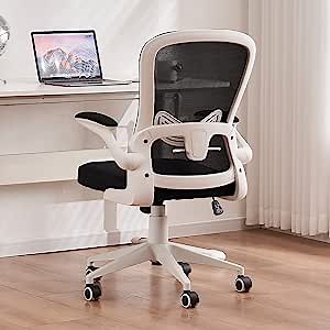 Mesh Office Chair, White Ergonomic Office Desk Chair,Computer Desk Chair for Home Office (Black-White)