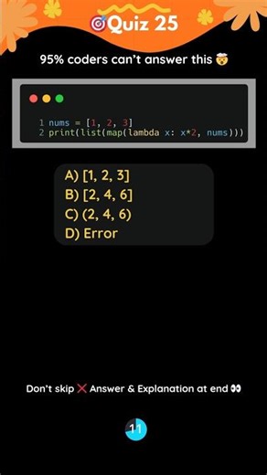 Python Quiz 25 | #pythonquiz #learnpython #jobseekers #studentmotivation #python #pyshaala #ai #ml