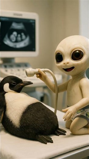 🐧 Ecography surprise… PH finds a baby penguin inside! 👽😂 #shorts