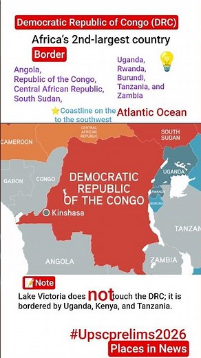 Democratic Republic of Congo (DRC) #upsc #mpsc #upscprelims #currentaffairs #map #mapping #viral #ai