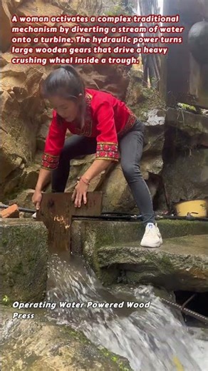 Operating Water Powered Wood Press