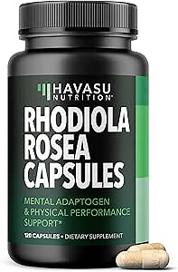 Rhodiola Rosea Supplement - Herbal Adaptogen for Mental and Physical Performance Support (3% Salidrosides, 3% Rosavins Extract) - 120 Count - Vegan, Non-GMO, and Gluten-Free Capsules - 4 Month Supply