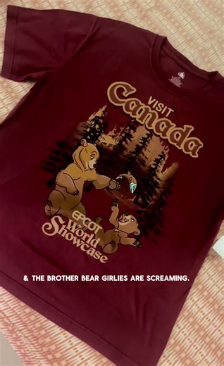 the pins can wait... have you SEEN this brother bear shirt?? Finally Brother Bear is getting the love it deserves. Any other brother bear lovers out there?? 🐻🏔️🤎✨ #brotherbear #epcot #worldshowcase #disneymerch #disneyworld
