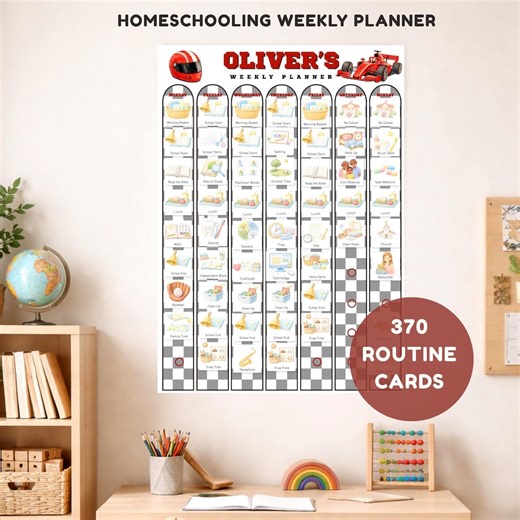 Race Car Homeschool Weekly Planner, Visual Schedule With Routine Cards, Editable Canva Chart for Homeschooling Families - Etsy UK