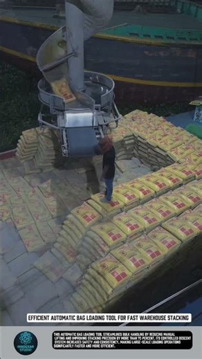 Efficient automatic bag loading tool for fast warehouse stacking #tools