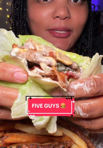 Five Guys messy lettuce wrapped bacon cheeseburger review