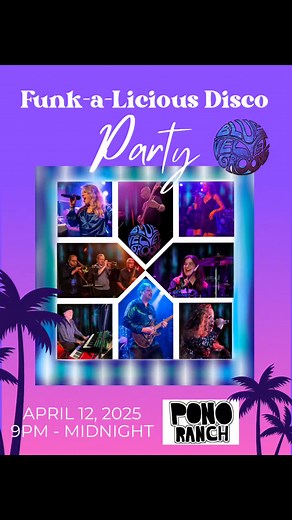 Let's Groove tonight at Pono Ranch! Get ready to groove to iconic hits from legends like Michael Jackson, Stevie Wonder, Prince, Chaka Khan, and Earth, Wind & Fire, as well as funk and disco favorites from artists such as Chic, The Bee Gees, KC and the Sunshine Band, Bruno Mars, Kool and the Gang, and Donna Summer. Blue Velvet Groove's Funk-a-licious Dance Party at Pono Ranch #bluevelvetgroove #discoparty #islandvibes #eventsthisweekend #ponoranch #seattlelivemusic #coverband | Blue Velvet Groov